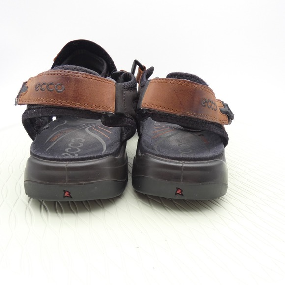 Ecco Yucatan Mens US 10-10.5 Sport Hiking Sandals Black Brown Leather Outdoor - Picture 4 of 9